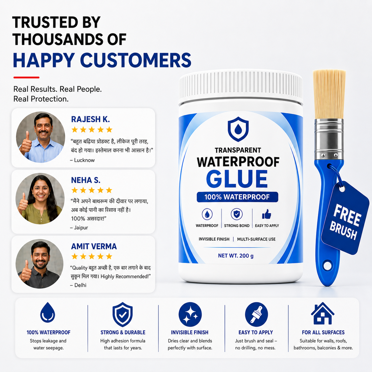 🧱Transparent Waterproof Glue + Free Brush 🔥🧱🧱