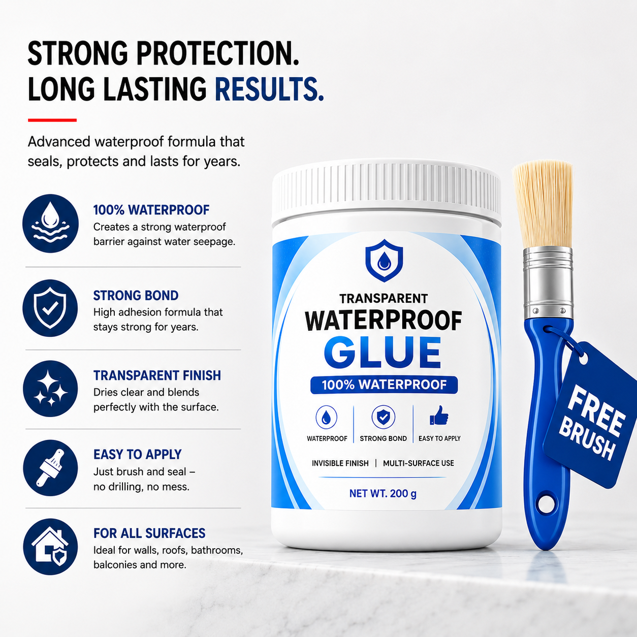🧱Transparent Waterproof Glue + Free Brush 🔥🧱🧱